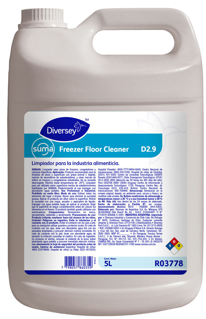 SUMA FREEZER FLOOR CLEANER 4x5L - LIMPIADOR PARA PISOS DE FREEZERS Y CONGELADORAS